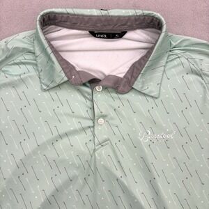 Barstool Sports Polo Mens XL Green UNRL Golf Club AOP Performance Shirt Stretch